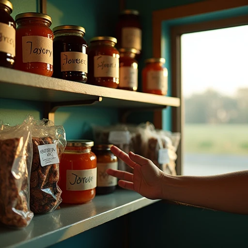 Local homemade jam jars and regional snacks on a small-town gas station shelf, hand-labeled and sold on the honor system