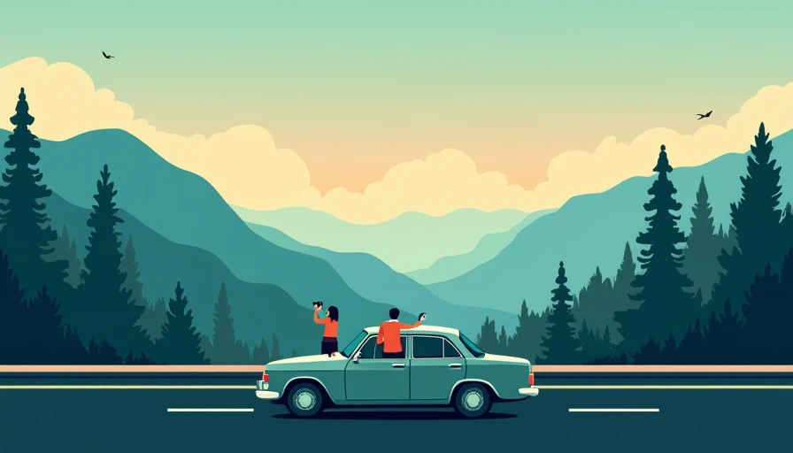 Visual context for road trip with stops